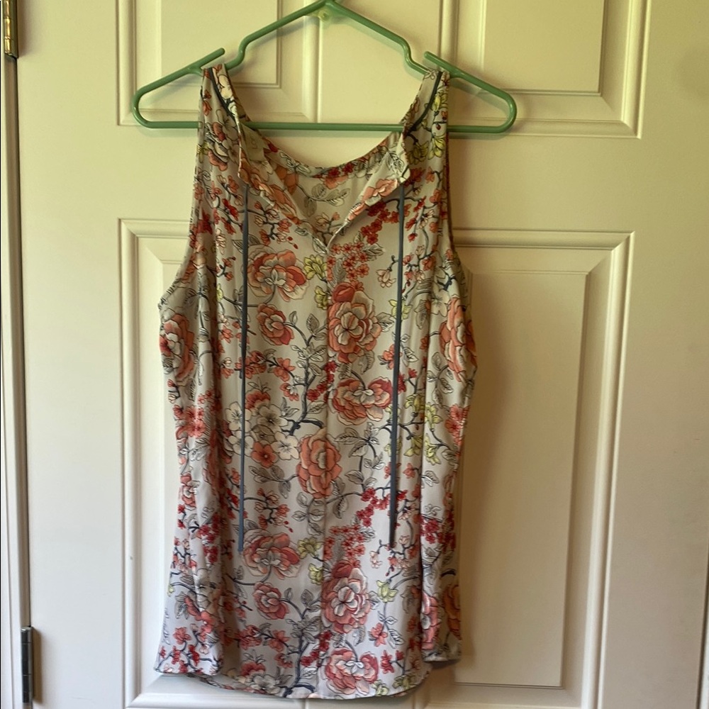 LOFT Red Fitted Sleeveless Tank Top